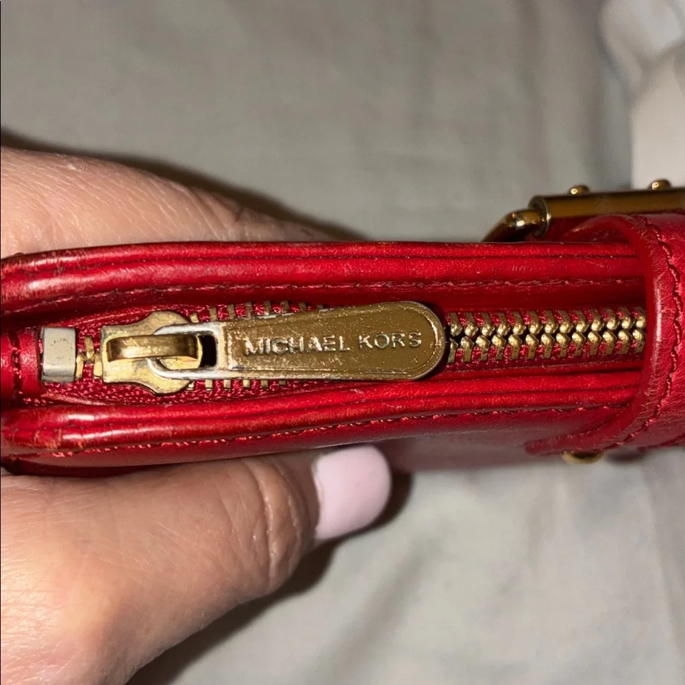 Michael Kors‎ Red Wallet with Gold Buckle